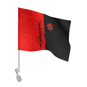 Флаг для автомобиля с принтом CYBERPUNK 2077 | КИБЕРПАНК (Z) в Тюмени, 100% полиэстер | Размер: 30*21 см | cd project red | cyberpunk 2077 | keanu reeves | samurai | киану ривз | киберпанк 2077 | самураи