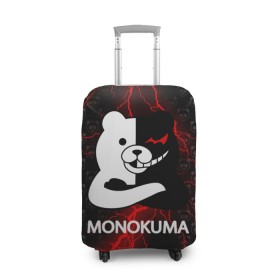 Чехол для чемодана 3D с принтом MONOKUMA. в Тюмени, 86% полиэфир, 14% спандекс | двустороннее нанесение принта, прорези для ручек и колес | anime | bear | black  white | danganronpa | kurokuma | monodam | monokuma | monomi | monotaro | pink | rabbit | school | shirokuma | аниме | главарь | мoноми | монокума | черно белый | школа