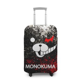 Чехол для чемодана 3D с принтом MONOKUMA. в Тюмени, 86% полиэфир, 14% спандекс | двустороннее нанесение принта, прорези для ручек и колес | anime | bear | black  white | danganronpa | kurokuma | monodam | monokuma | monomi | monotaro | pink | rabbit | school | shirokuma | аниме | главарь | мoноми | монокума | черно белый | школа