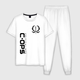 Мужская пижама хлопок с принтом Critical Ops в Тюмени, 100% хлопок | брюки и футболка прямого кроя, без карманов, на брюках мягкая резинка на поясе и по низу штанин
 | Тематика изображения на принте: 