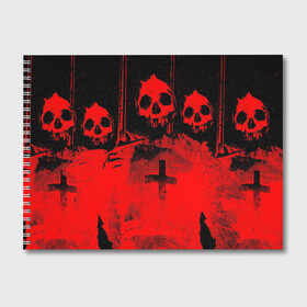 Альбом для рисования с принтом Анархия в Тюмени, 100% бумага
 | матовая бумага, плотность 200 мг. | Тематика изображения на принте: 666 | анархия | зло | крест | тьма | черепа