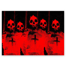Поздравительная открытка с принтом Анархия в Тюмени, 100% бумага | плотность бумаги 280 г/м2, матовая, на обратной стороне линовка и место для марки
 | Тематика изображения на принте: 666 | анархия | зло | крест | тьма | черепа