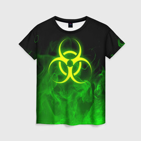 Женская футболка 3D с принтом BIOHAZARD в Тюмени, 100% полиэфир ( синтетическое хлопкоподобное полотно) | прямой крой, круглый вырез горловины, длина до линии бедер | biohazard | radiation | re | re3 | residenr evil | toxic | virusвирус | world war z | биохазард | обитель зла | радиация | токсик | эпидемия