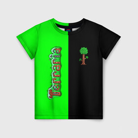 Детская футболка 3D с принтом Terraria в Тюмени, 100% гипоаллергенный полиэфир | прямой крой, круглый вырез горловины, длина до линии бедер, чуть спущенное плечо, ткань немного тянется | action | minecraft | terraria | игра | компьютерная игра | приключение | терария | террария
