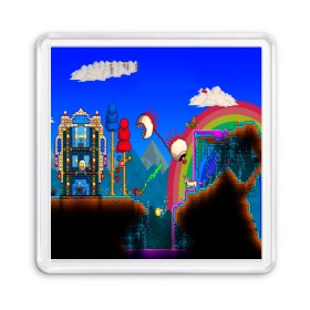 Магнит 55*55 с принтом TERRARIA GAME в Тюмени, Пластик | Размер: 65*65 мм; Размер печати: 55*55 мм | Тематика изображения на принте: game | pixel | terraria | игра | пиксель | террариа