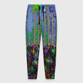 Мужские брюки 3D с принтом TERRARIA в Тюмени, 100% полиэстер | манжеты по низу, эластичный пояс регулируется шнурком, по бокам два кармана без застежек, внутренняя часть кармана из мелкой сетки | game | pixel | terraria | игра | пиксель | террариа