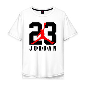 Мужская футболка хлопок Oversize с принтом MICHAEL JORDAN (23) в Тюмени, 100% хлопок | свободный крой, круглый ворот, “спинка” длиннее передней части | 