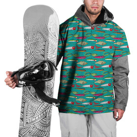 Накидка на куртку 3D с принтом рыбацкие блесна в Тюмени, 100% полиэстер |  | fish | fishing | texture | абстракция | блестна | наживка | прикорм | рыба | рыбак | рыбалка | рыболов | текстура