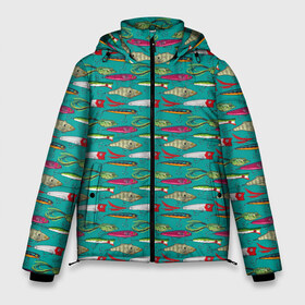 Мужская зимняя куртка 3D с принтом рыбацкие блесна в Тюмени, верх — 100% полиэстер; подкладка — 100% полиэстер; утеплитель — 100% полиэстер | длина ниже бедра, свободный силуэт Оверсайз. Есть воротник-стойка, отстегивающийся капюшон и ветрозащитная планка. 

Боковые карманы с листочкой на кнопках и внутренний карман на молнии. | fish | fishing | texture | абстракция | блестна | наживка | прикорм | рыба | рыбак | рыбалка | рыболов | текстура