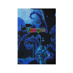 Обложка для паспорта матовая кожа с принтом Terraria в Тюмени, натуральная матовая кожа | размер 19,3 х 13,7 см; прозрачные пластиковые крепления | game | pixel | terraria | игра | пиксель | террариа