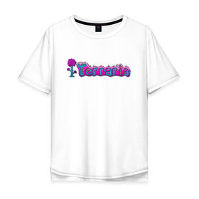 Мужская футболка хлопок Oversize с принтом Terraria в Тюмени, 100% хлопок | свободный крой, круглый ворот, “спинка” длиннее передней части | game | logo | teraria | terraria | игра | инди игра | логотип | надпись | терария | террария