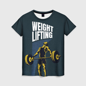 Женская футболка 3D с принтом Wheight lifting в Тюмени, 100% полиэфир ( синтетическое хлопкоподобное полотно) | прямой крой, круглый вырез горловины, длина до линии бедер | lifting | wheight lifting | wheightlifting | тяжелая атлетика | штанга | штангист