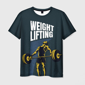 Мужская футболка 3D с принтом Wheight lifting в Тюмени, 100% полиэфир | прямой крой, круглый вырез горловины, длина до линии бедер | lifting | wheight lifting | wheightlifting | тяжелая атлетика | штанга | штангист