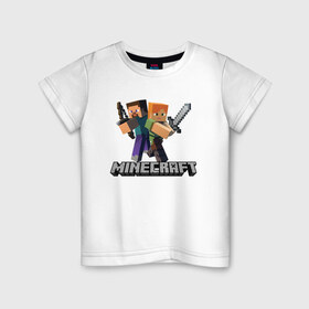 Детская футболка хлопок с принтом MINECRAFT в Тюмени, 100% хлопок | круглый вырез горловины, полуприлегающий силуэт, длина до линии бедер | block | creeper | cube | minecraft | pixel | блок | геометрия | крафт | крипер | кубики | майнкрафт | пиксели