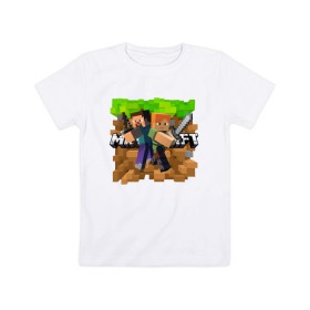 Детская футболка хлопок с принтом MINECRAFT в Тюмени, 100% хлопок | круглый вырез горловины, полуприлегающий силуэт, длина до линии бедер | block | creeper | cube | minecraft | pixel | блок | геометрия | крафт | крипер | кубики | майнкрафт | пиксели