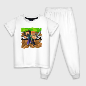 Детская пижама хлопок с принтом MINECRAFT в Тюмени, 100% хлопок |  брюки и футболка прямого кроя, без карманов, на брюках мягкая резинка на поясе и по низу штанин
 | Тематика изображения на принте: block | creeper | cube | minecraft | pixel | блок | геометрия | крафт | крипер | кубики | майнкрафт | пиксели