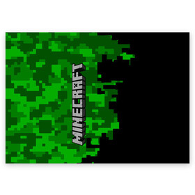 Поздравительная открытка с принтом MINECRAFT в Тюмени, 100% бумага | плотность бумаги 280 г/м2, матовая, на обратной стороне линовка и место для марки
 | block | creeper | cube | minecraft | pixel | блок | геометрия | крафт | крипер | кубики | майнкрафт | пиксели