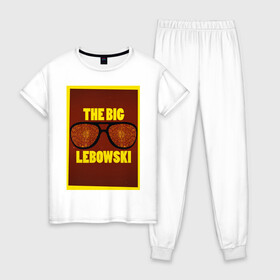 Женская пижама хлопок с принтом The Big Lebowski в Тюмени, 100% хлопок | брюки и футболка прямого кроя, без карманов, на брюках мягкая резинка на поясе и по низу штанин | the big lebowski | большой лебовски | кино | персонаж | чувак