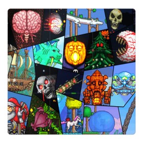Магнитный плакат 3Х3 с принтом Terraria allpic в Тюмени, Полимерный материал с магнитным слоем | 9 деталей размером 9*9 см | Тематика изображения на принте: game | pixel | terraria | игра | пиксель | террариа