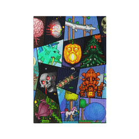 Обложка для паспорта матовая кожа с принтом Terraria allpic в Тюмени, натуральная матовая кожа | размер 19,3 х 13,7 см; прозрачные пластиковые крепления | game | pixel | terraria | игра | пиксель | террариа