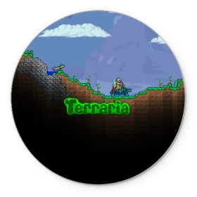 Коврик для мышки круглый с принтом terraria game в Тюмени, резина и полиэстер | круглая форма, изображение наносится на всю лицевую часть | game | pixel | terraria | игра | пиксель | террариа