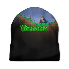 Шапка 3D с принтом terraria game в Тюмени, 100% полиэстер | универсальный размер, печать по всей поверхности изделия | Тематика изображения на принте: game | pixel | terraria | игра | пиксель | террариа