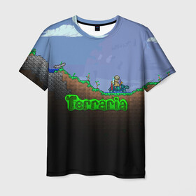 Мужская футболка 3D с принтом terraria game в Тюмени, 100% полиэфир | прямой крой, круглый вырез горловины, длина до линии бедер | game | pixel | terraria | игра | пиксель | террариа