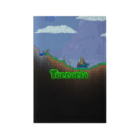 Обложка для паспорта матовая кожа с принтом terraria game в Тюмени, натуральная матовая кожа | размер 19,3 х 13,7 см; прозрачные пластиковые крепления | game | pixel | terraria | игра | пиксель | террариа