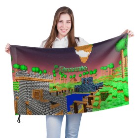 Флаг 3D с принтом terraria в Тюмени, 100% полиэстер | плотность ткани — 95 г/м2, размер — 67 х 109 см. Принт наносится с одной стороны | game | pixel | terraria | игра | пиксель | террариа