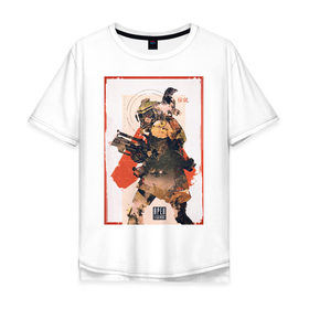 Мужская футболка хлопок Oversize с принтом Apex Legends Bloodhound в Тюмени, 100% хлопок | свободный крой, круглый ворот, “спинка” длиннее передней части | apex legends | bloodhound | game | игры | королевская битва