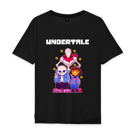 Мужская футболка хлопок Oversize с принтом UNDERTALE в Тюмени, 100% хлопок | свободный крой, круглый ворот, “спинка” длиннее передней части | asriel dreemurr | chara | frisk | gaster blaster | sans | undertale | азриэль дримурр | андертейл | андрайн | гастер | меттатон | санс | фриск | чара