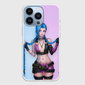 Чехол для iPhone 13 Pro с принтом League of Legends Jinx в Тюмени,  |  | art | braids | cartridges | character | game | girl | jinx | league of legends | lol | pigtails | tattoo | арт | девушка | джинкс | игра | косички | косы | лига легенд | лол | патроны | персонаж | тату