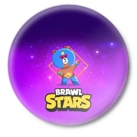 Значок с принтом Brawl Stars. El Brown в Тюмени,  металл | круглая форма, металлическая застежка в виде булавки | Тематика изображения на принте: bo | brawl | brock | bull | colt | dynamike | elprimo | jessie | leon | moba | nita | shelly | stars | бо | брок | булл | джесси | динамайк | кольт | леон | нита | шелли | эльпримо