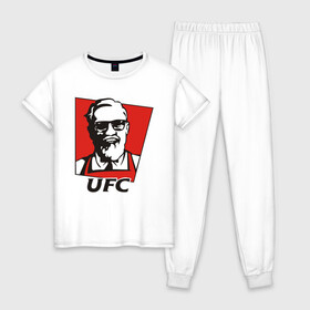 Женская пижама хлопок с принтом UFC в Тюмени, 100% хлопок | брюки и футболка прямого кроя, без карманов, на брюках мягкая резинка на поясе и по низу штанин | mcgregor | боец | единоборства | конор макгрегор | макгрегор | спорт