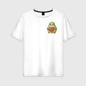 Женская футболка хлопок Oversize с принтом Avocado Heart в Тюмени, 100% хлопок | свободный крой, круглый ворот, спущенный рукав, длина до линии бедер
 | avocado | heart | sticker | vegan | vegetarian | авокадо | веган | вегетарианство | сердце | стикер