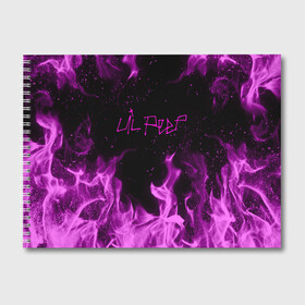 Альбом для рисования с принтом LIL PEEP FIRE в Тюмени, 100% бумага
 | матовая бумага, плотность 200 мг. | lil peep | lil prince | pink | зарубежная музыка | лил пип | маленький принц