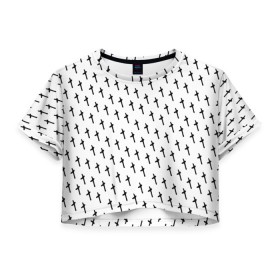 Женская футболка Crop-top 3D с принтом LiL PEEP Pattern в Тюмени, 100% полиэстер | круглая горловина, длина футболки до линии талии, рукава с отворотами | 