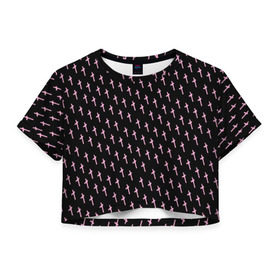 Женская футболка Crop-top 3D с принтом LiL PEEP Pattern в Тюмени, 100% полиэстер | круглая горловина, длина футболки до линии талии, рукава с отворотами | lil peep | lil prince | pink | зарубежная музыка | лил пип | маленький принц