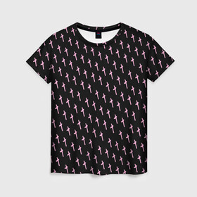 Женская футболка 3D с принтом LiL PEEP Pattern в Тюмени, 100% полиэфир ( синтетическое хлопкоподобное полотно) | прямой крой, круглый вырез горловины, длина до линии бедер | lil peep | lil prince | pink | зарубежная музыка | лил пип | маленький принц