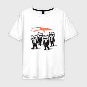 Мужская футболка хлопок Oversize с принтом Бешеные коты в Тюмени, 100% хлопок | свободный крой, круглый ворот, “спинка” длиннее передней части | 