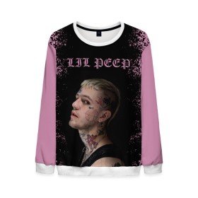 Мужской свитшот 3D с принтом LiL PEEP в Тюмени, 100% полиэстер с мягким внутренним слоем | круглый вырез горловины, мягкая резинка на манжетах и поясе, свободная посадка по фигуре | lil peep | lil prince | pink | зарубежная музыка | лил пип | маленький принц