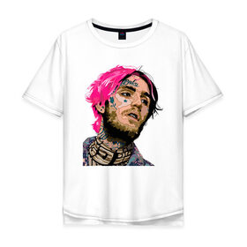 Мужская футболка хлопок Oversize с принтом Lil Peep в Тюмени, 100% хлопок | свободный крой, круглый ворот, “спинка” длиннее передней части | lil | lil peep | music | new | peep | rap | rip | лил | музыка | пеп | пип | рэп | рэпер
