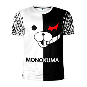 Мужская футболка 3D спортивная с принтом MONOKUMA. в Тюмени, 100% полиэстер с улучшенными характеристиками | приталенный силуэт, круглая горловина, широкие плечи, сужается к линии бедра | anime | bear | black  white | danganronpa | kurokuma | monodam | monokuma | monomi | monotaro | pink | rabbit | school | shirokuma | аниме | главарь | мoноми | монокума | черно белый | школа