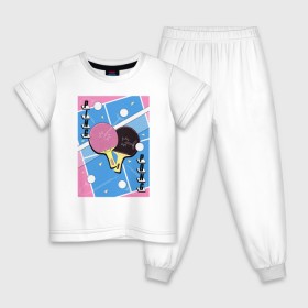 Детская пижама хлопок с принтом ping pong в Тюмени, 100% хлопок |  брюки и футболка прямого кроя, без карманов, на брюках мягкая резинка на поясе и по низу штанин
 | 