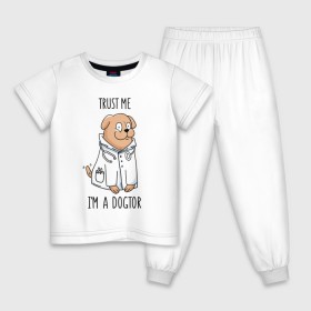 Детская пижама хлопок с принтом Доверься Мне Я Доктор в Тюмени, 100% хлопок |  брюки и футболка прямого кроя, без карманов, на брюках мягкая резинка на поясе и по низу штанин
 | 