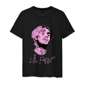 Мужская футболка хлопок с принтом LIL PEEP в Тюмени, 100% хлопок | прямой крой, круглый вырез горловины, длина до линии бедер, слегка спущенное плечо. | lil peep | lil prince | pink | зарубежная музыка | лил пип | маленький принц
