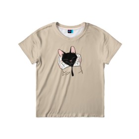 Детская футболка 3D с принтом Милая кошечка в Тюмени, 100% гипоаллергенный полиэфир | прямой крой, круглый вырез горловины, длина до линии бедер, чуть спущенное плечо, ткань немного тянется | cat | детское платье с кошкой | для девочек | кот | кошка | милая | милая футболка | мужская футболка | рюкзак с кошкой | футболка | футболка 3d | футболка женская | футболка с котом