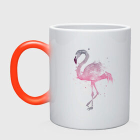 Кружка хамелеон с принтом Flamingo в Тюмени, керамика | меняет цвет при нагревании, емкость 330 мл | абстракция | акварель | арт | градиент | животные | минимализм | птицы | фламинго | экзотика | экзотические животные | экзотические птицы