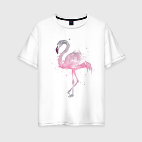 Женская футболка хлопок Oversize с принтом Flamingo в Тюмени, 100% хлопок | свободный крой, круглый ворот, спущенный рукав, длина до линии бедер
 | абстракция | акварель | арт | градиент | животные | минимализм | птицы | фламинго | экзотика | экзотические животные | экзотические птицы