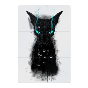 Магнитный плакат 2Х3 с принтом Dark Cat в Тюмени, Полимерный материал с магнитным слоем | 6 деталей размером 9*9 см | cat | monster | глаза | горят | дымит | дымится | кот | кошак | кошатина | кошка | кэт | мокрый | монстер | нос